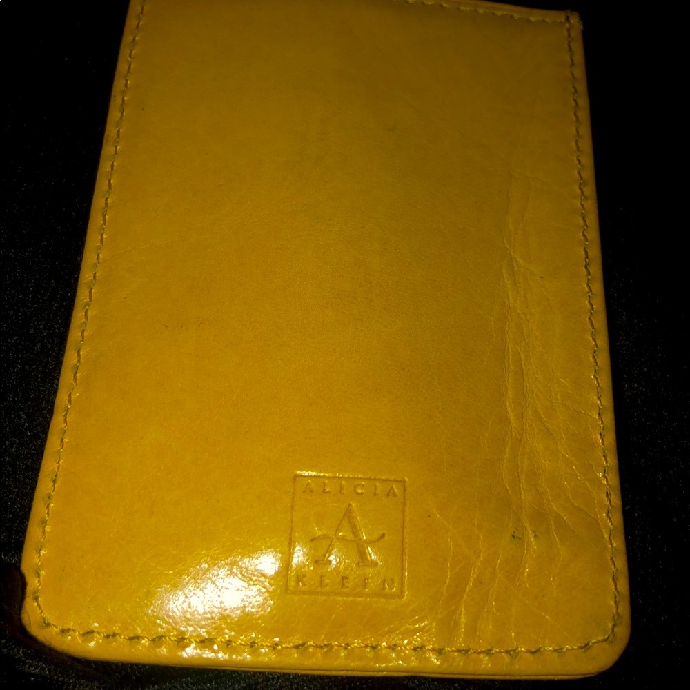 Alicia klein yellow real leather card holder new